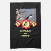 Schattige Atlantic Puffin Cartoon Monogram Foto Theedoek (Verticaal)