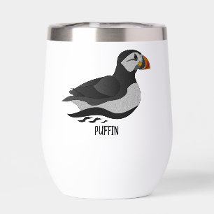 Schattige Atlantische Puffin Swimming Cartoon