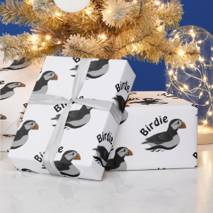 Schattige Atlantische Puffin Swimming Cartoon Cadeaupapier