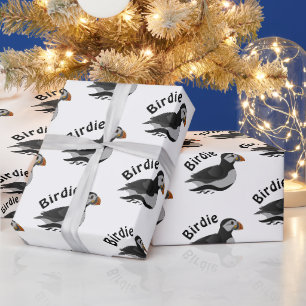 Schattige Atlantische Puffin Swimming Cartoon Cadeaupapier