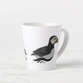 Schattige Atlantische Puffin Swimming Cartoon Latte Mok (Rechterhoek)