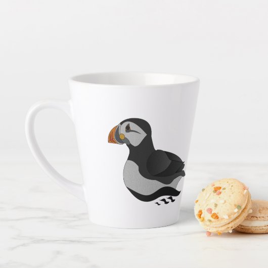 Schattige Atlantische Puffin Swimming Cartoon Latte Mok (In situ)