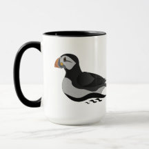 Schattige Atlantische Puffin Swimming Cartoon