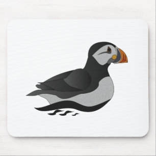 Schattige Atlantische Puffin Swimming Cartoon Muismat