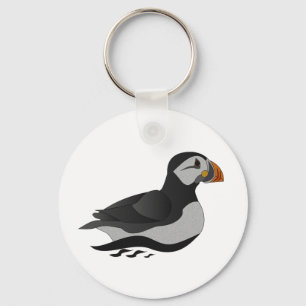 Schattige Atlantische Puffin Swimming Cartoon Sleutelhanger
