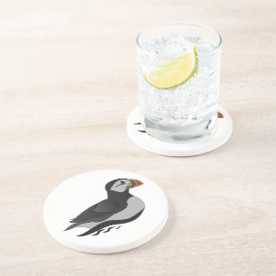 Schattige Atlantische Puffin Swimming Cartoon Zandsteen Onderzetter