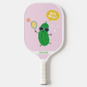 Schattige augurken spelen Pickleball Roze Paddle (Voorkant)