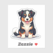 Schattige Aussie Shepherd Puppy – Pastel Kunst Sticker (Vel)
