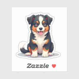 Schattige Aussie Shepherd Puppy – Pastel Kunst Sticker