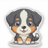Schattige Aussie Shepherd Puppy – Pastel Kunst Sticker (Voorkant)