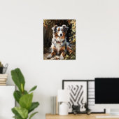 Schattige Australian Shepherd Dog Art Print Poster (Thuiskantoor)