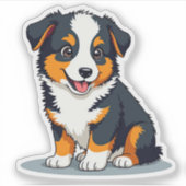 Schattige Australian Shepherd Dog, Cartoon 3D-stij Sticker (Voorkant)