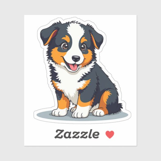 Schattige Australian Shepherd Dog, Cartoon 3D-stij Sticker (Vel)