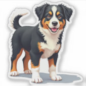 Schattige Australian Shepherd, Furry Whimsy, klein Sticker (Voorkant)