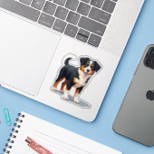 Schattige Australian Shepherd, Furry Whimsy, klein Sticker (Laptop met iPhone)