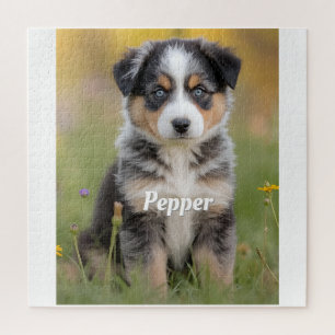 Schattige Australian Shepherd Gepersonaliseerd Legpuzzel
