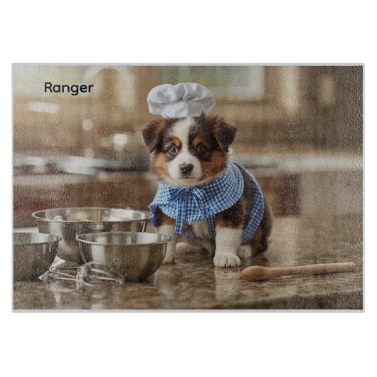 Schattige Australian Shepherd Gepersonaliseerd Snijplank (Voorkant)