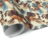 Schattige Australian Shepherd Naadloos Cadeaupapier (Rol Hoek)