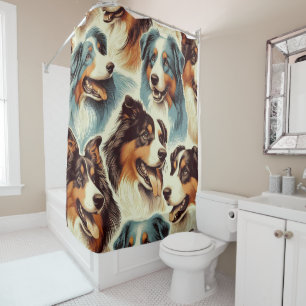 Schattige Australian Shepherd Naadloos Douchegordijn