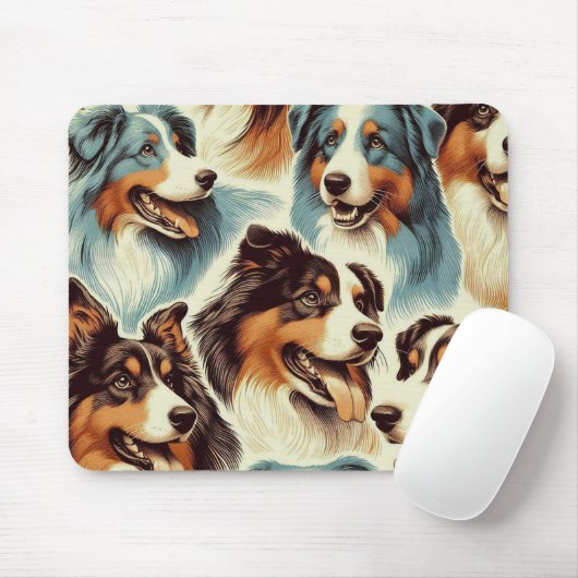 Schattige Australian Shepherd Naadloos Muismat (Met muis)