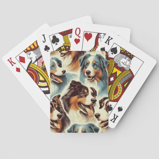 Schattige Australian Shepherd Naadloos Pokerkaarten (Achterkant)