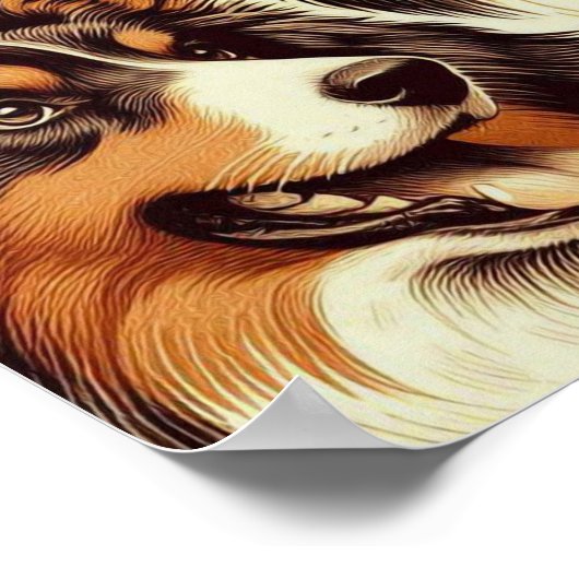 Schattige Australian Shepherd Naadloos Poster (Hoek)