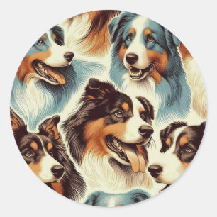 Schattige Australian Shepherd Naadloos Ronde Sticker