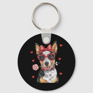 Schattige Australische Cattle Dog Likt Lollypop Va Sleutelhanger