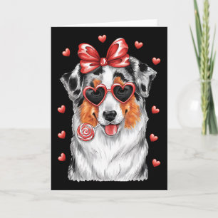 Schattige Australische Herder Lik Lollypop Valenti Kaart