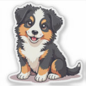 Schattige Australische Herder Puppy – Grote Ogen Sticker (Voorkant)