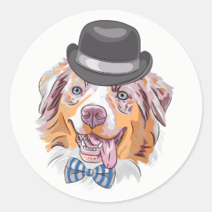 Schattige Australische Herder Puppy Hond Liefhebbe Ronde Sticker