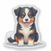 Schattige Australische Herder Puppy – Pastel Kunst Sticker (Voorkant)