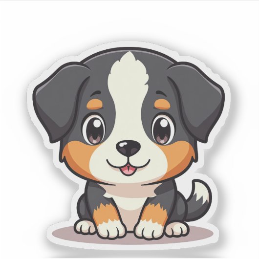 Schattige Australische Herder Puppy – Pastel Kunst Sticker (Voorkant)