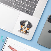 Schattige Australische Herder Puppy – Pastel Kunst Sticker (Laptop met iPhone)