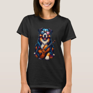 Schattige Australische Herderhond Violist Muzikant T-shirt