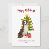 Schattige Australische Herdershond Familie Kerstmi Feestdagenkaart (Voorkant)