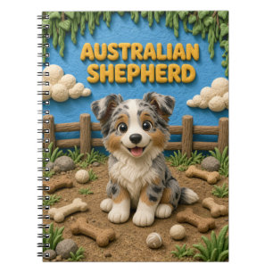 Schattige Australische Herdershond Puppy, Baby Hon Notitieboek