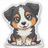 Schattige Australische Herdershond Puppy – Grote O Sticker (Voorkant)