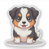 Schattige Australische Herdershond Puppy – Zittend Sticker (Voorkant)