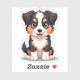 Schattige Australische Herdershond Puppy – Zittend Sticker