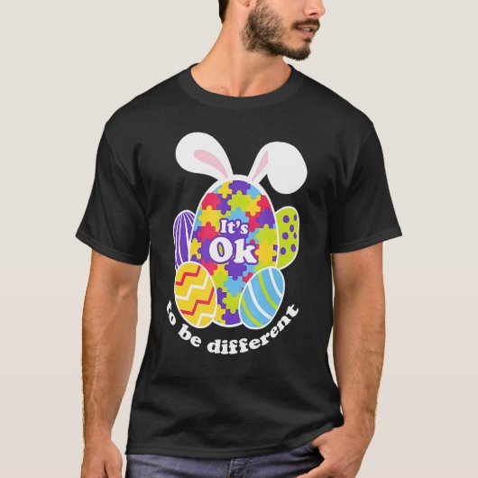 Schattige Autisme Paashaas Ei Puzzel T-shirt (Voorkant)