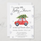 Schattige auto winter baby shower Uitnodiging (Voorkant)