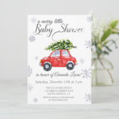 Schattige auto winter baby shower Uitnodiging (Staand voorkant)