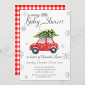 Schattige auto winter baby shower Uitnodiging (Voorkant / Achterkant)