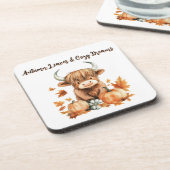 Schattige Autumn Highland Koe Bier Onderzetter (Linkerzijde)