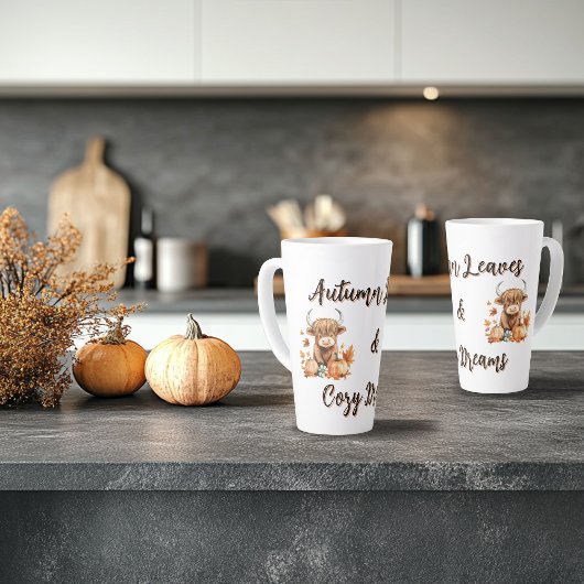 Schattige Autumn Highland Koe Latte Mok