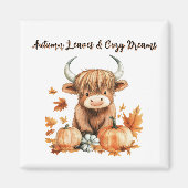 Schattige Autumn Highland Koe Magneet (Voorkant)