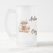 Schattige Autumn Highland Koe Matglas Bierpul (Links)