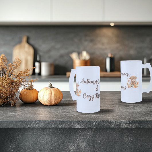 Schattige Autumn Highland Koe Matglas Bierpul