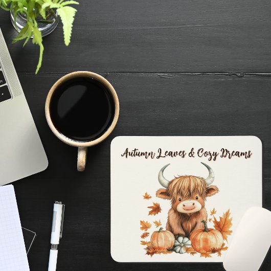 Schattige Autumn Highland Koe Muismat